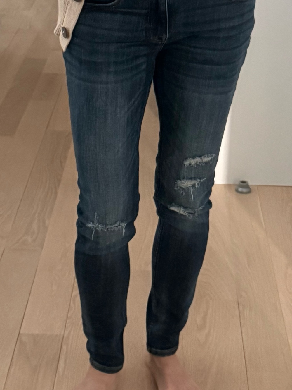 Dark Blue Distressed Skinny Jeans - Women's